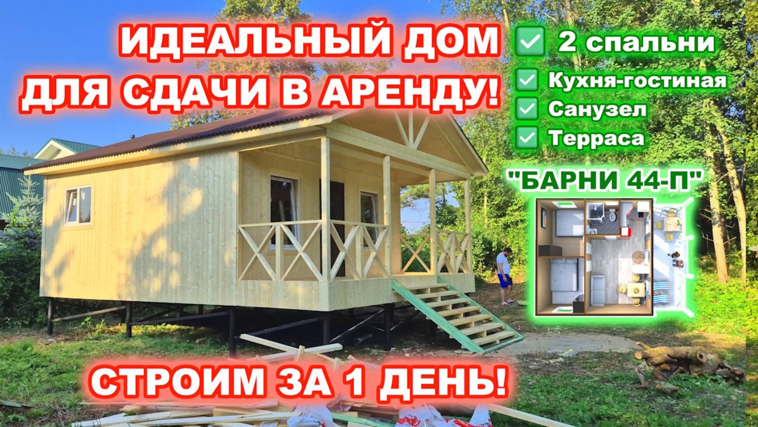 ИДЕАЛЬНЫЙ ДОМ ДЛЯ СДАЧИ В АРЕНДУ! 2 спальни, кухня-гостиная, санузел и терраса (веранда). смотреть онлайн