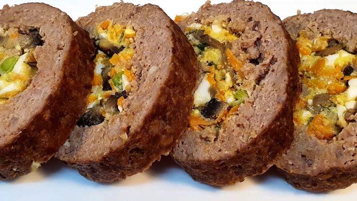Мясной рулет с грибами - видеорецепт смотреть онлайн
