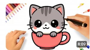 КАК НАРИСОВАТЬ КАВАИЙНОГО УДИВИТЕЛЬНО МИЛОГО КОТЕНКА НА КРУЖКЕ 🐱💖 ЛЕГКО