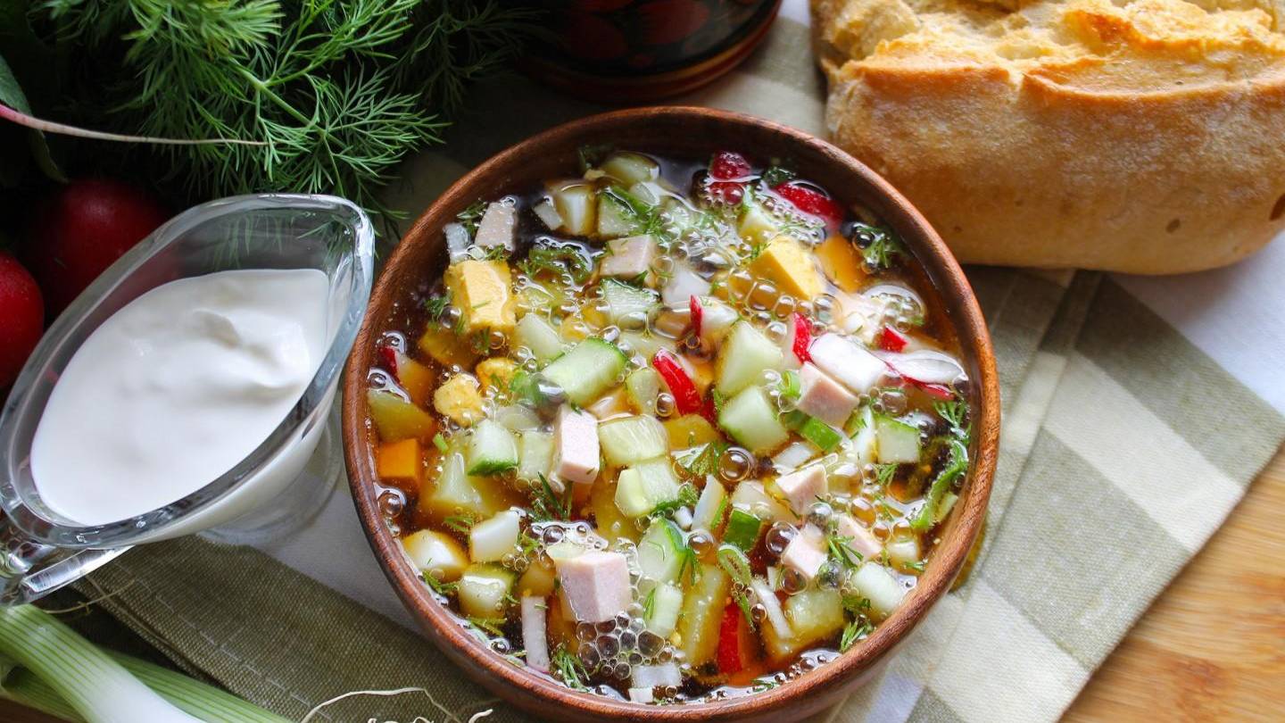 Окрошка на хлебном квасе - домашний рецепт смотреть онлайн