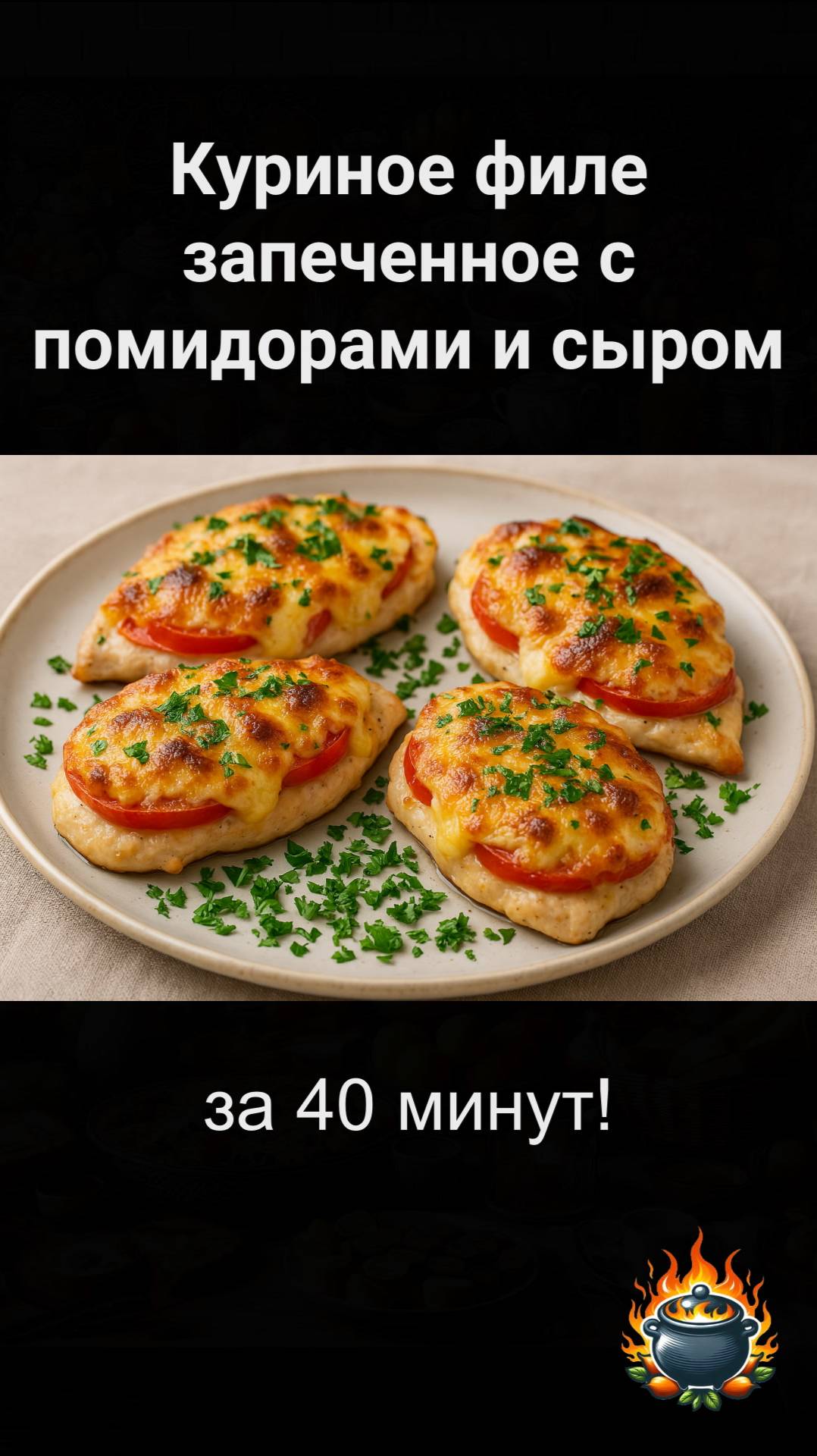 Куриное филе запеченное с помидорами и сыром