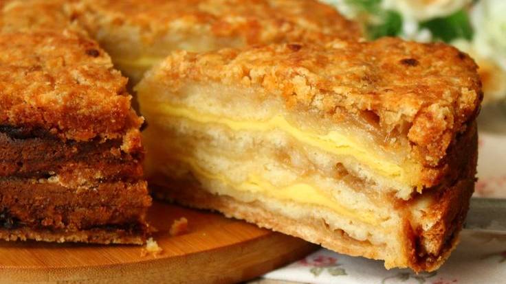 Сухой яблочно-манный пирог с мукой и без теста смотреть онлайн