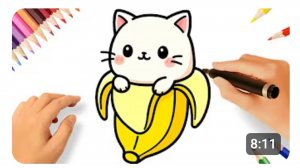 КАК РИСОВАТЬ КАВАИЙНОГО БАНАНОВОГО КОТЕНКА 😻❤️🍌