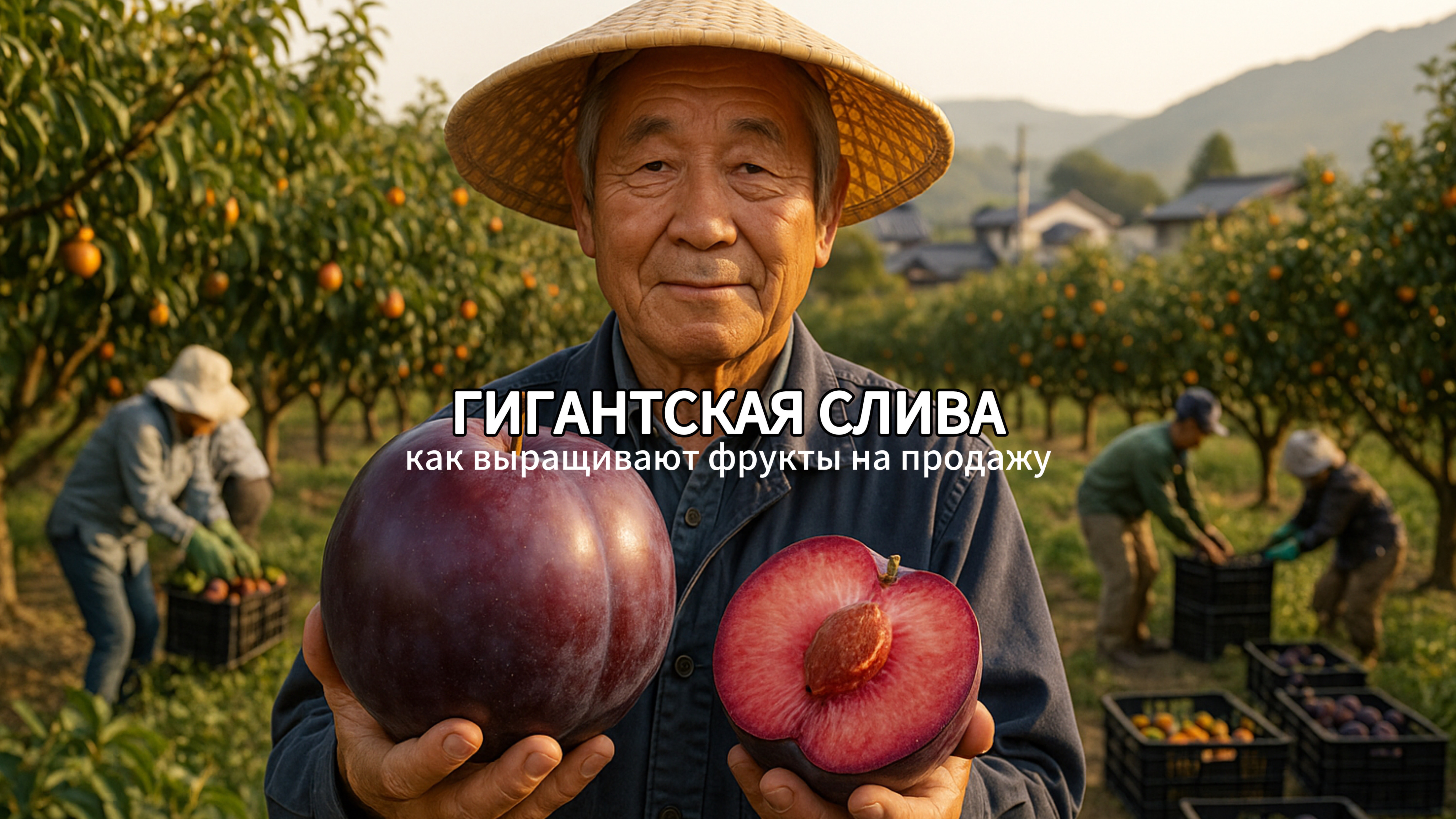 Сбор урожая гигантской сливы: японские сельскохозяйственные технологии смотреть онлайн