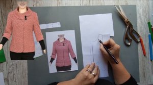 Моделирование. Круглый воротник на стойке на модели полупальто. Выкройка № 1443.