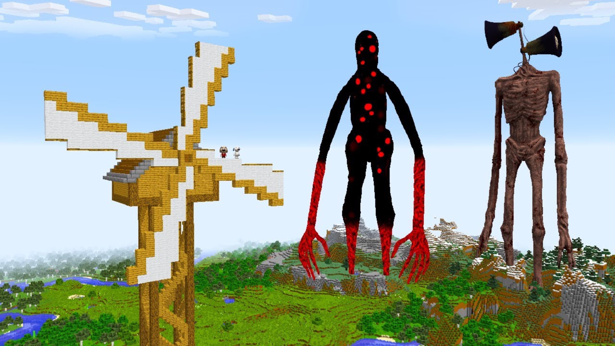 МАЙНКРАФТ ВЫЖИВАНИЕ ПРОТИВ СИРЕНОГОЛОВЫЙ И ГИГАНТ С КРАСНЫМИ ТОЧКАМИ В MINECRAFT