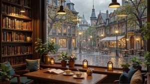Дождливый день и нежный джаз в книжном кафе где-то в Европе ☕📚