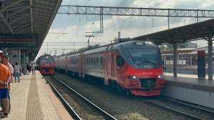 «Параллельно!» Электропоезда ЭП3Д - 0140 и ЭД9Э - 0037 на ст.Нижний Новгород Московский, июль 2025