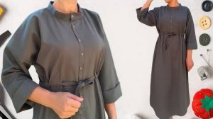 Выкройка платья-рубашки с рукавом 3/4. Размеры S-XL