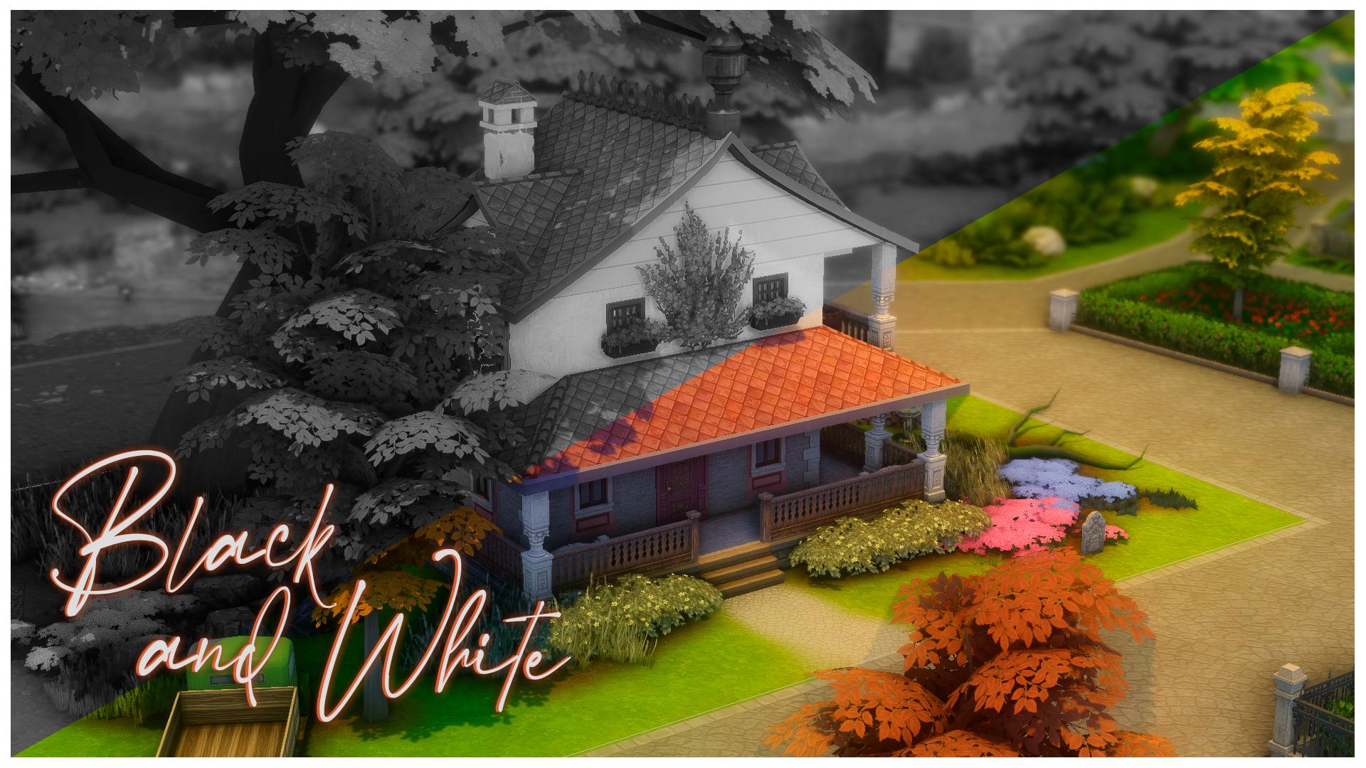 Построила дом с ЧЕРНО-БЕЛЫМ фильтром! 🏡🖤 | Получилось лучше, чем в CAS | The Sims 4 смотреть онлайн