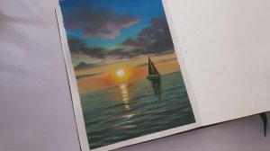 Нарисуем парусник в море на закате / Акриловая живопись