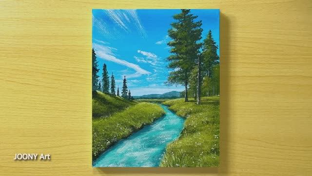 Чудесный летний пейзаж / Акриловая живопись для начинающих смотреть онлайн