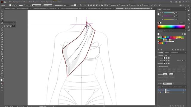 Рисунок топа на шаблоне в Adobe Illustartor смотреть онлайн