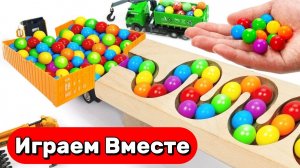 АСМР ГОНКИ ШАРИКОВ ПО ДЕРЕВЯННЫМИ ГОРКАМИ В МАШИНКИ ДЛЯ ДЕТЕЙ 🟢