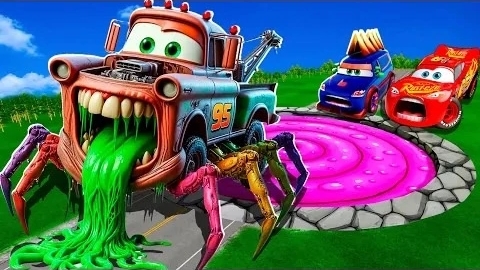 ПАУЧЬЯ Яма Трансформируется в Чудовищного Буксировщика Мэтра и Молнию Маккуина, а также в Большие