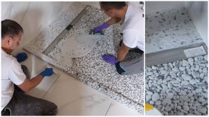 Душевой поддон из камушков!Такое я ещё не делал! Секретный метод затирки мелкой ПЛИТКИ!