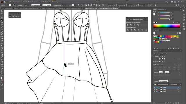 Рисунок платья Barbiecore в Adobe Illustrator