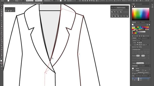 Технический рисунок пальто из искусственного меха ( в Adobe Illustrator) смотреть онлайн
