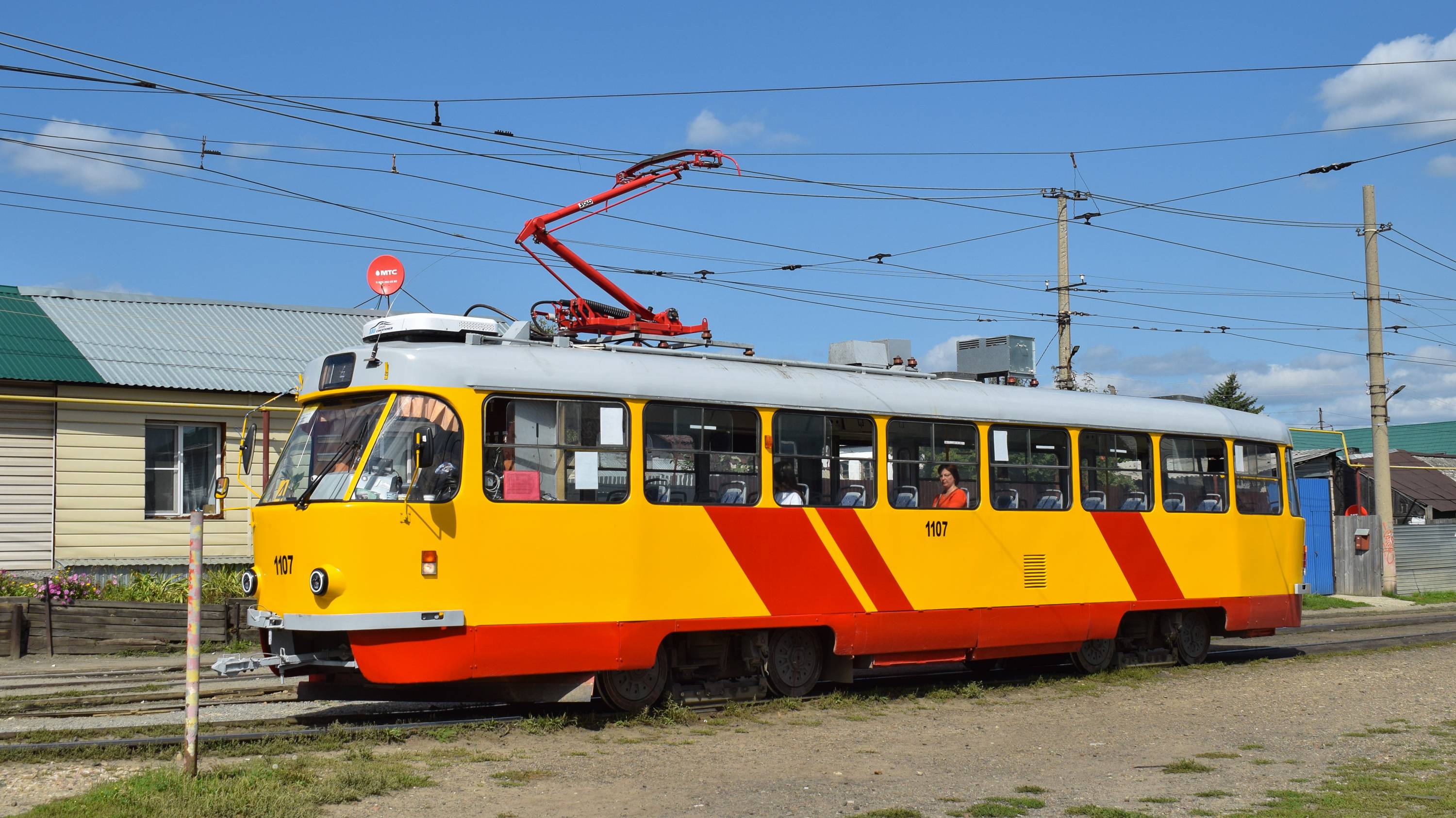 Трамвай Tatra T3SU КВР Барнаул-1107. Покатушки по Барнаулу. смотреть онлайн
