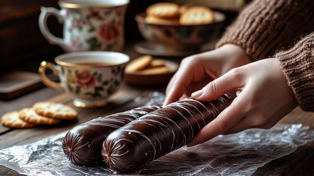 Никакой выпечки! Шоколадная колбаса: сладкий десерт, от которого плавится сердце! смотреть онлайн