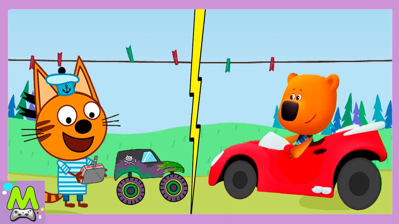 Три Кота против Ми-Ми-Мишек.Гонки на Машинах для Мультгероев.Кеша и Коржик Гонщики.Мультик Игра смотреть онлайн
