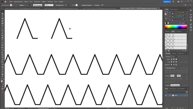 Работа с отстрочками через создание кистей в Adobe Illustrator смотреть онлайн