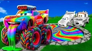 🌈 Трансформация радужной ямы: Большая и маленькая Молния Маккуин и Мама против машин Pixar! Луч.При