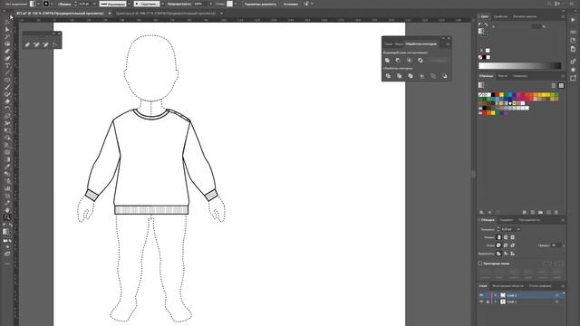 Дизайн одежды Технический рисунок одежды детский свитшот Adobe Illustrator 2021 100 эскизов#68 смотреть онлайн