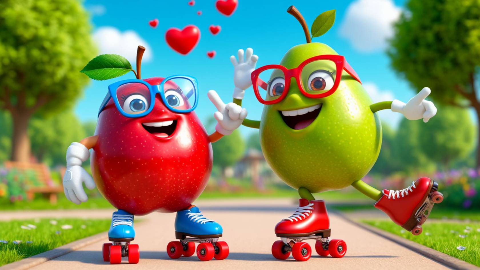 Весёлые Фрукты на роликах + Мультики и Песенки для Детей + Учим Фрукты и чем они полезны смотреть онлайн