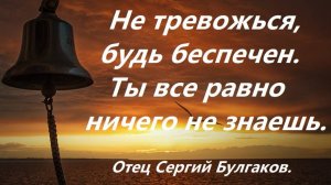 Не тревожься, будь беспечен, ты все равно ничего не знаешь. Отец Сергий Булгаков.
