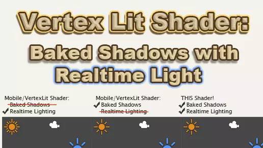 Asset Unity - Vertex Lit Shader: Baked Shadows Realtime Light