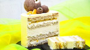 🍍 Торт «Пина Колада»: самый подробный рецепт! Банановый бисквит, кокосовый мусс и шоколадные кокосы