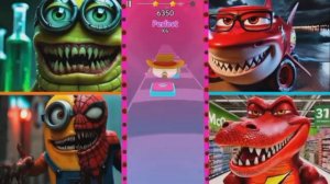 Червяк-миньон🆚 Монстр-акула Маккуин🆚 Миньон и Человек-паук🆚 Черепица-крокодил Маккуин Прыгает