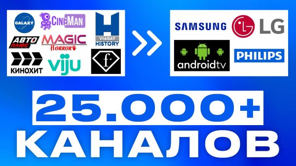 25.000 БЕСПЛАТНЫХ тв КАНАЛОВ на смарт тв и андроид тв на телевизор через интернет. Каналы онлайн.