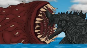 Годзилла земля против огромного Червя