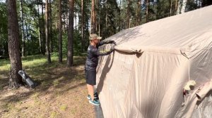 Пневмоизба - надувная палатка площадью 17,2 м.кв. Установка и обзор.