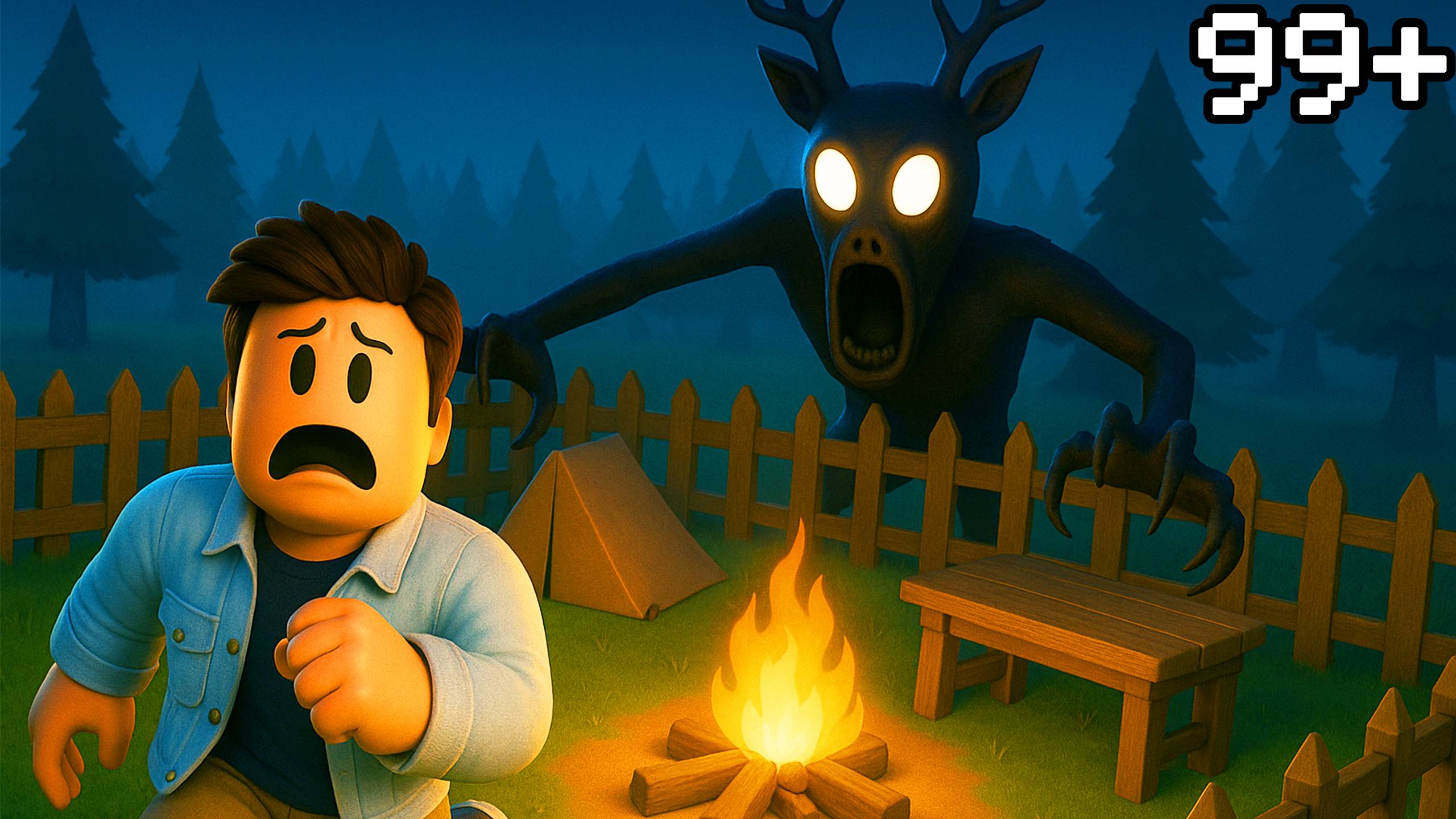 Я почти выжил 99+ ночей в СТРАШНОМ ДИКОМ лесу в Роблокс!