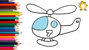 Мультик - раскраска для детей ВЕРТОЛЕТ. Учимся как рисовать ВОЗДУШНЫЙ ТРАНСПОРТ // ОБУЧАШКА ТВ