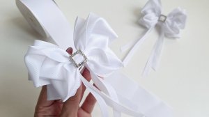 Белые банты в школу из репсовых лент