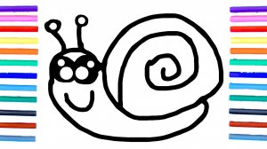 Мультик - раскраска для детей УЛИТКА. Учимся как рисовать УЛИТКУ вместе с детьми