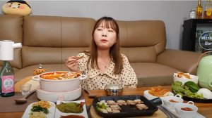 🔥🍲 Мукбанг и Mukbang: Свиная грудинка🥩Острая крабовая похлебка🦀 Домашняя корейская еда🍱ASMR