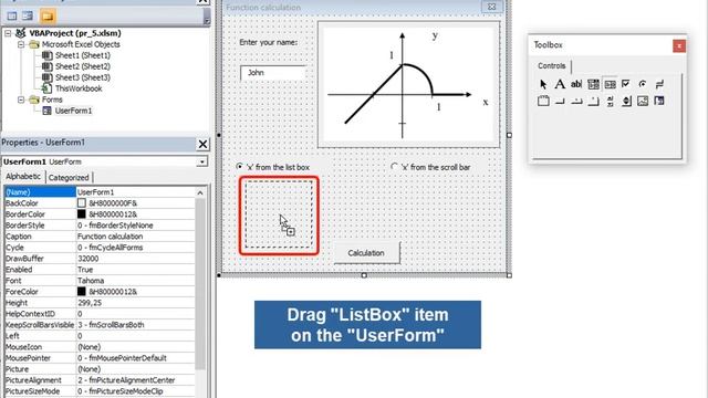 5 User forms and controls in programming language Visual Basic VBA