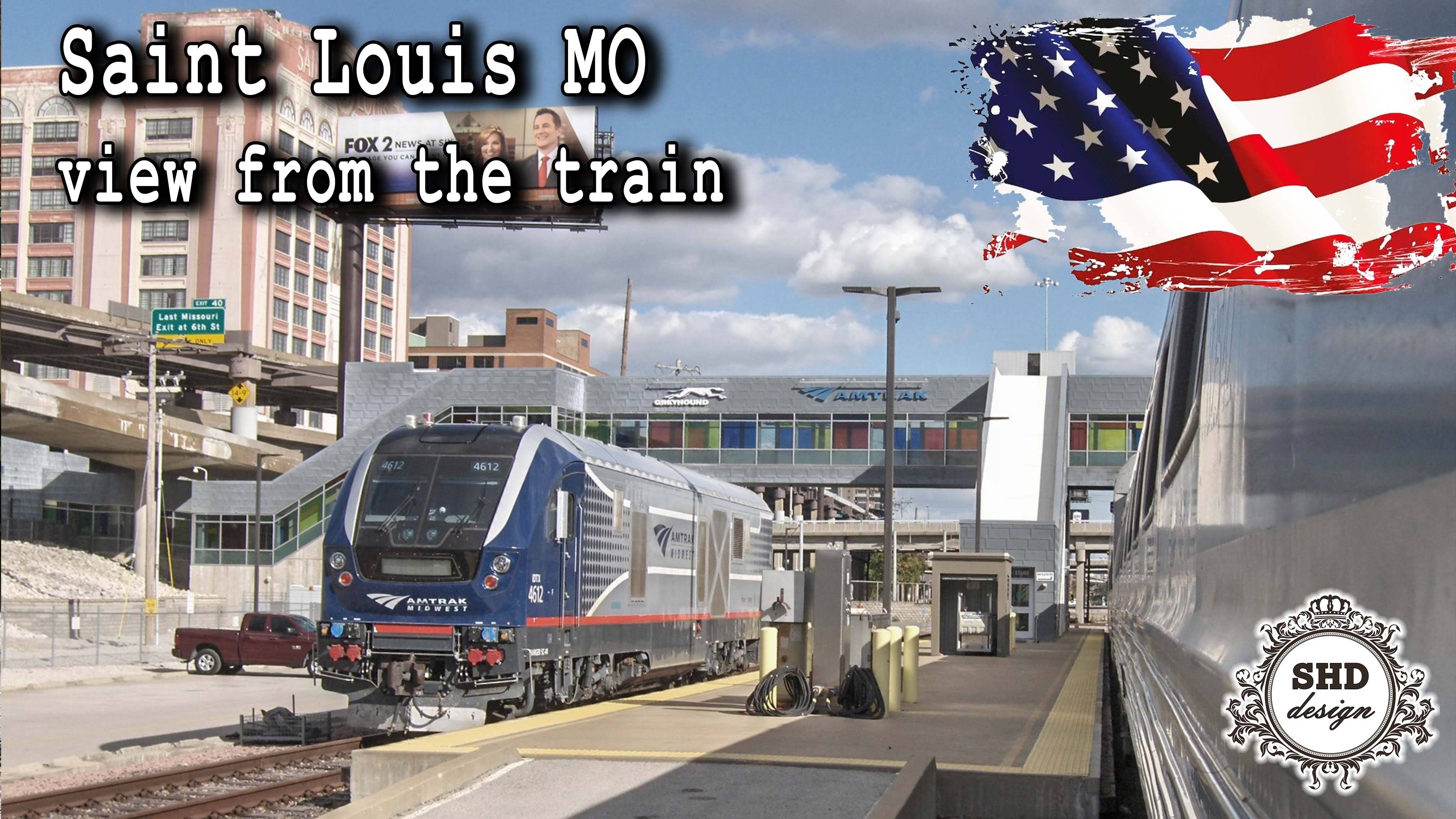 Вид из окна поезда на St. Louis MO USA смотреть онлайн