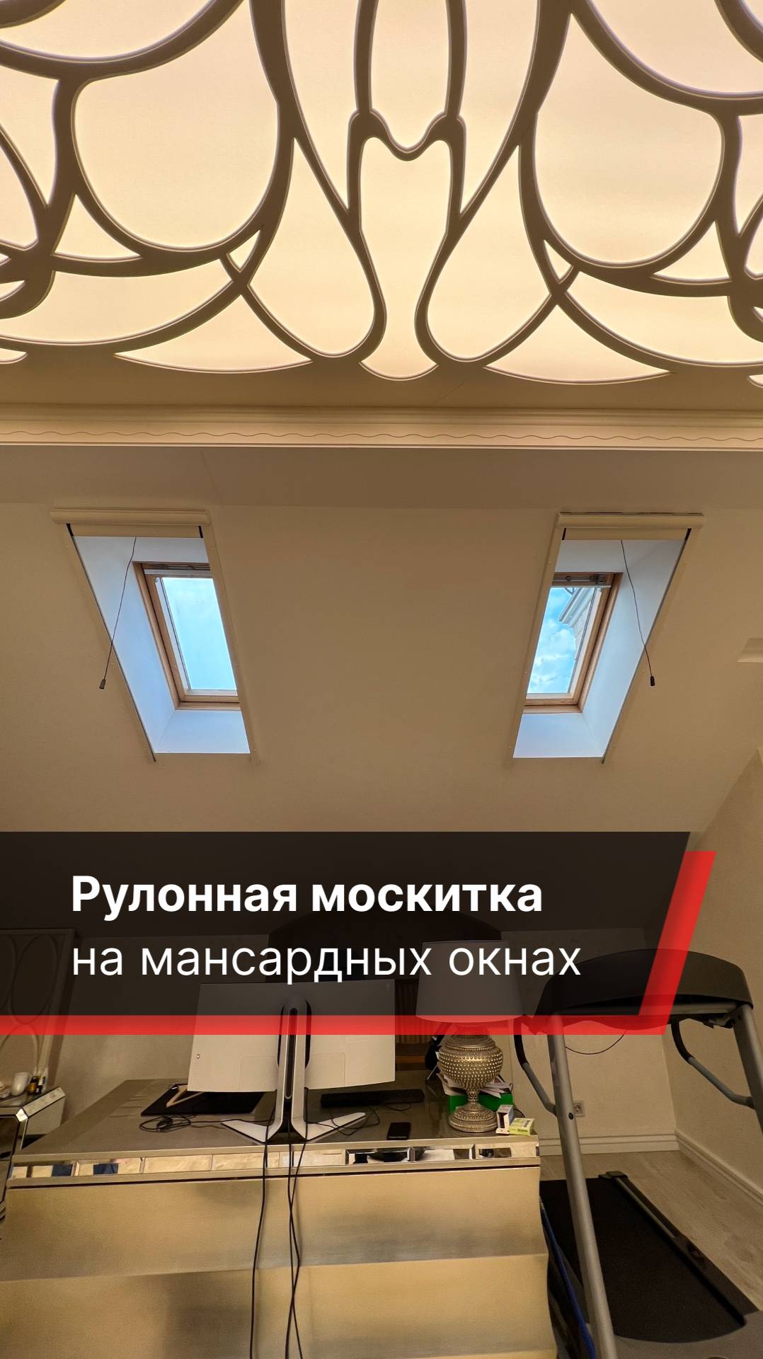 Рулонная москитная сетка на мансардных окнах в доме одного из наших клиентов [кейс]