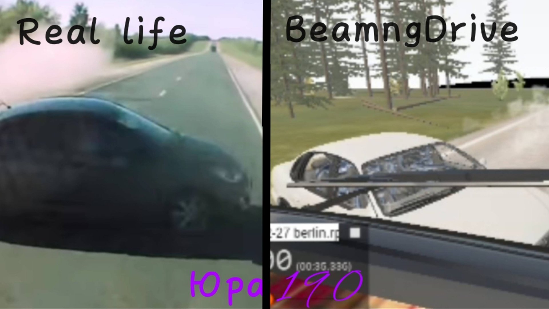 Авария Юра 190 в игре BeamngDrive.