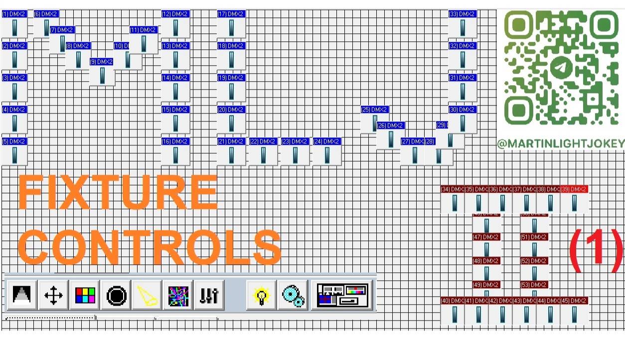 MLJ 02(1) FIXTURE TOOLBAR (fixture controls). Панель управления приборами Martin LightJockey