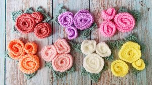 Букет 3 Розы Крючком Легко и Просто, Цветочная Аппликация