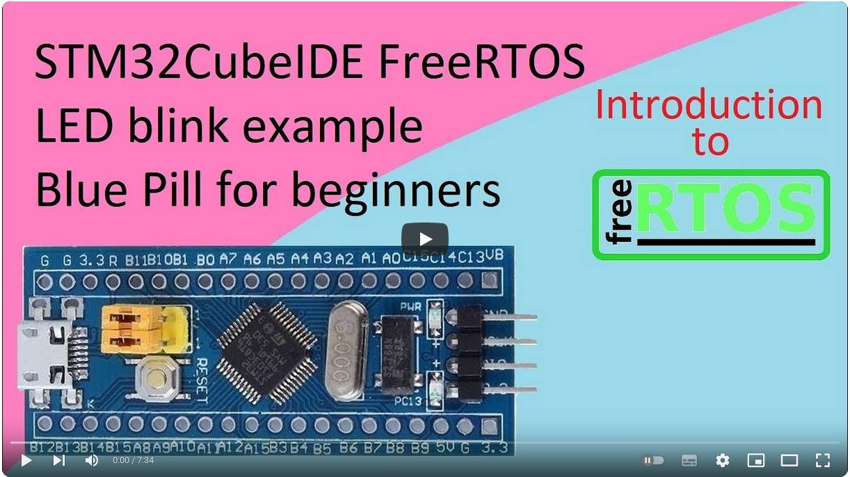 75. STM32CubeIDE FreeRTOS Simple LED Blink with STM32F103C8T6 смотреть онлайн