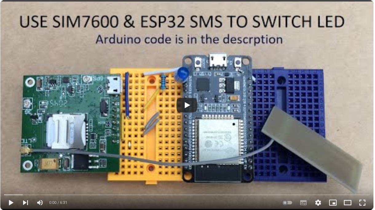 4. SMS to LED using SIM7600 and ESP32 смотреть онлайн