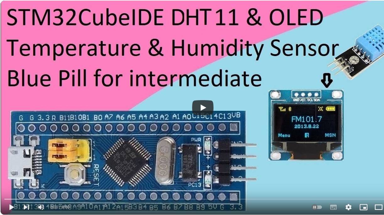 40. STM32CubeIDE DHT11 Temperature and Humidity Sensor - OLED with STM32F103C8T6 смотреть онлайн